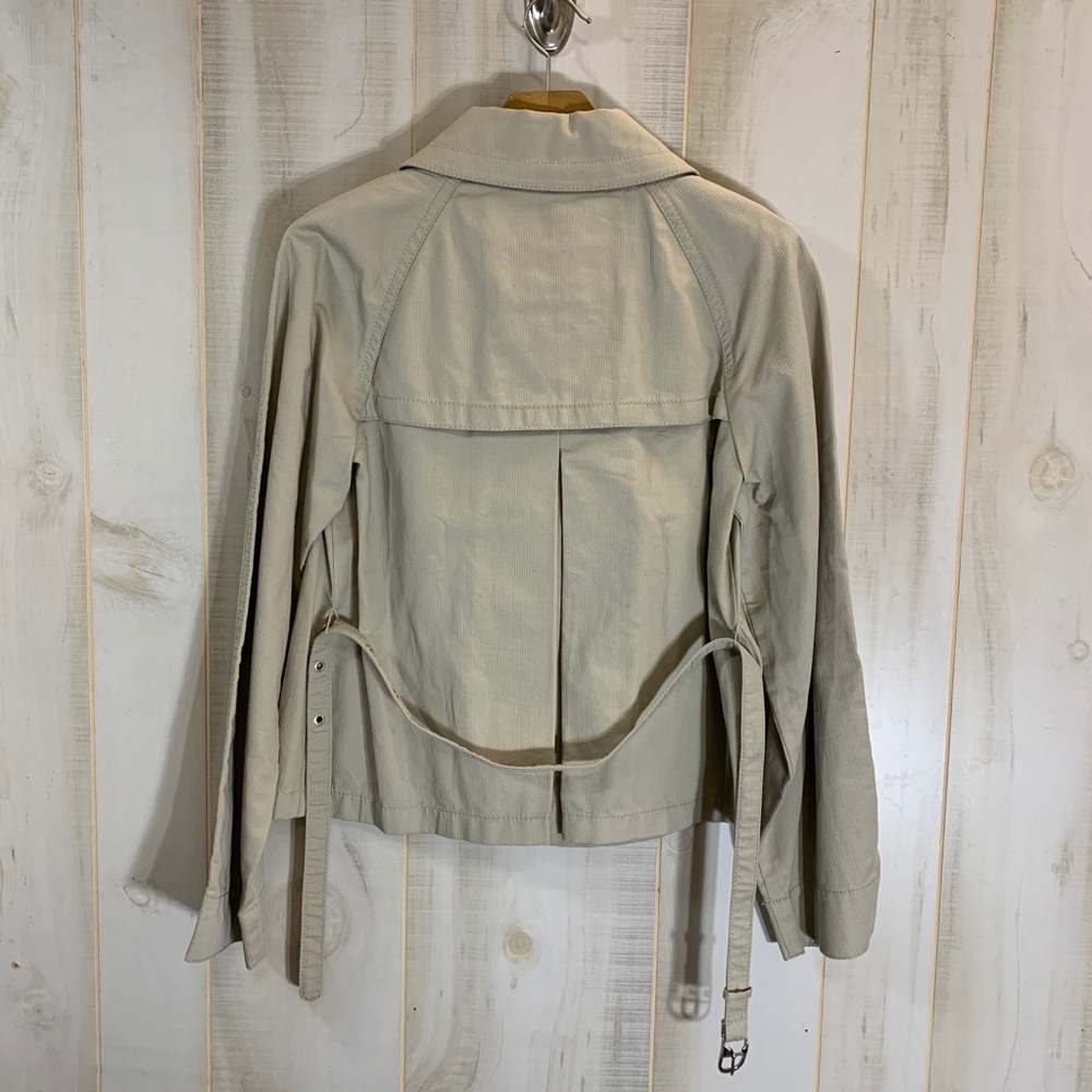 Loft Khaki Belted Jacket S Pockets Utility - Picture 2 of 4